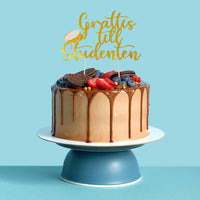 Cake topper "Grattis till studenten" Guld - VeGofika Göteborg