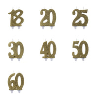 Tårtljus Siffror (18-60) Guldglitter - VeGofika Göteborg